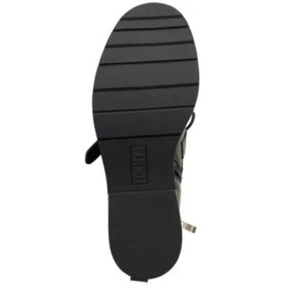 Dkny Womens Black Zipper Accent Ita Round Toe Block Heel Buckle Boots - Picture 4 of 4